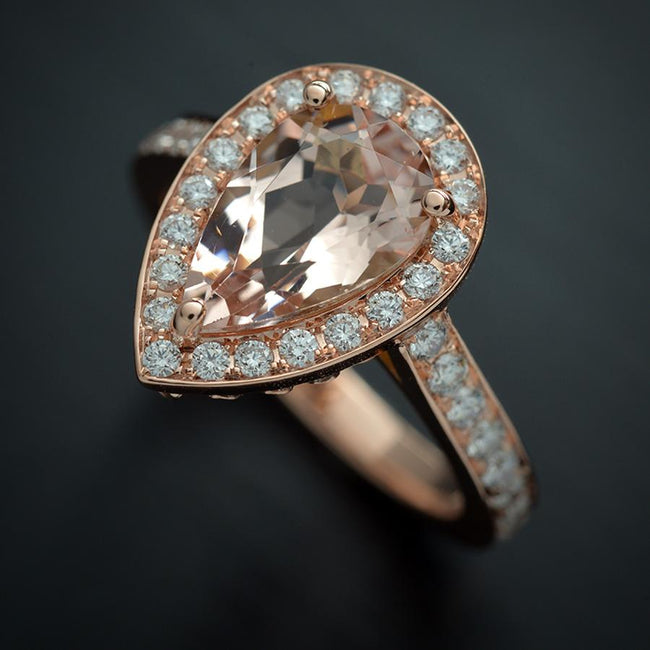 Pearl Shape Morganite engagement ring