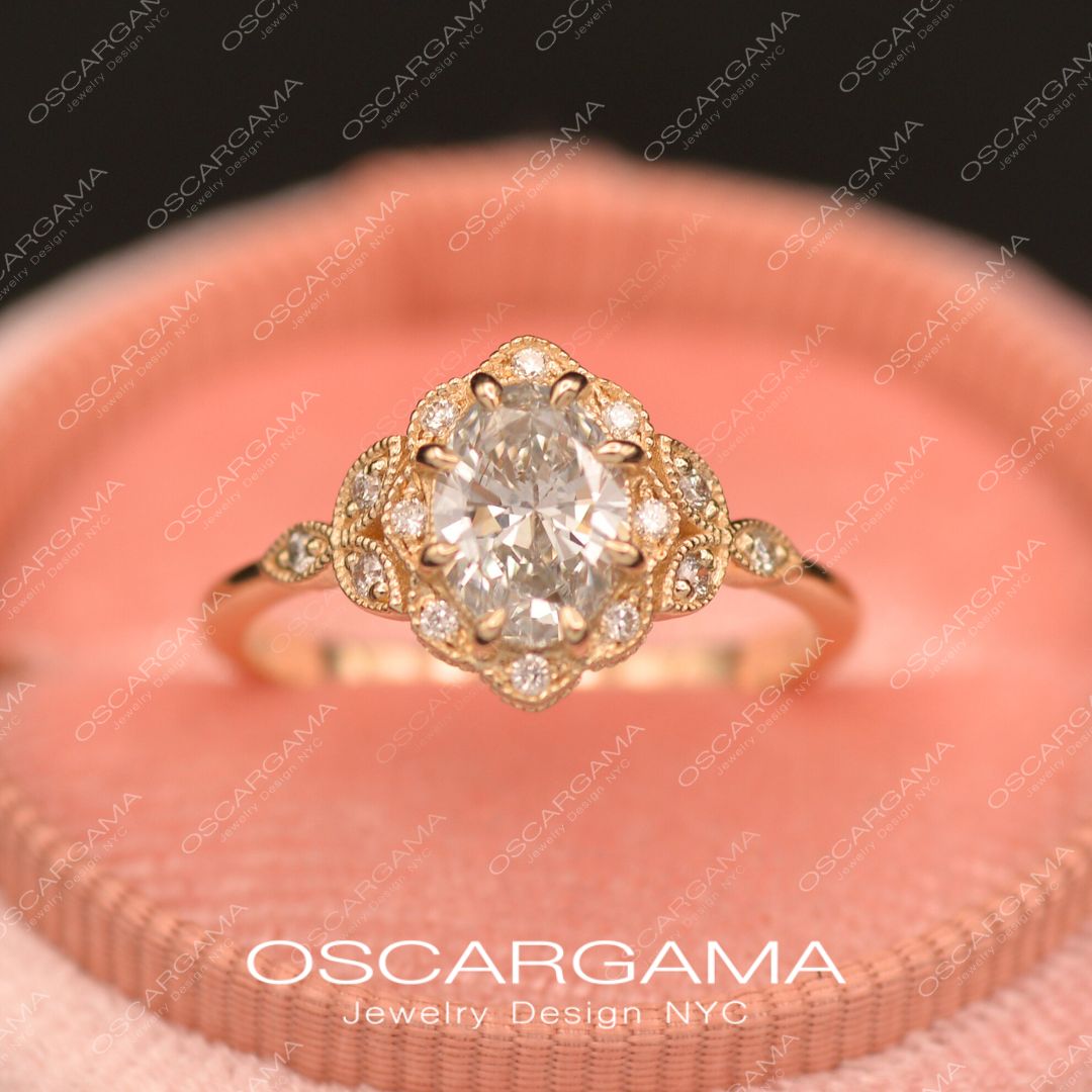 Daisy vintage inspired engagement ring