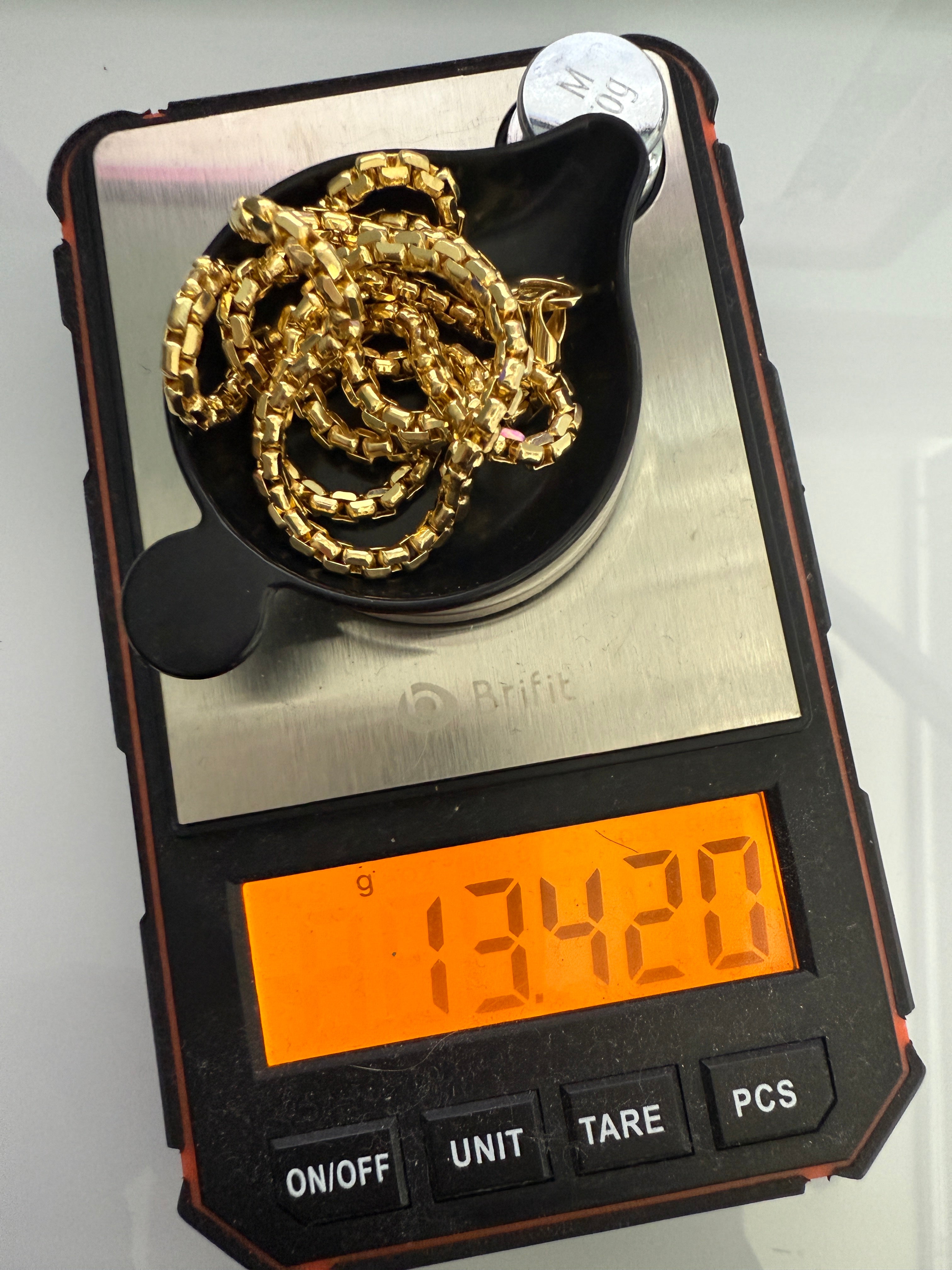 Yellow Gold Box Chain | Gentleman jewelry | 22 inches | 3mm thixk