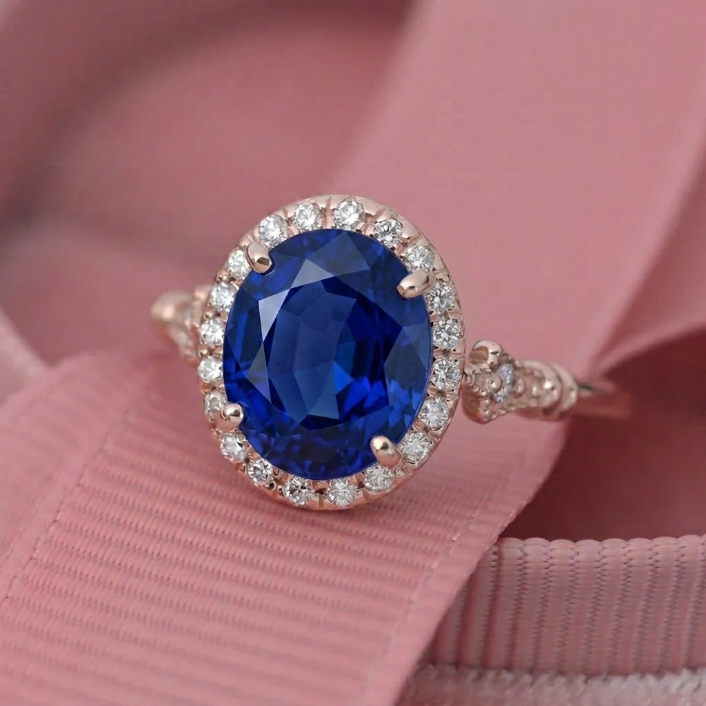 Natural Pink Morganite - Aqua Marine Jazzlyn oval halo engagement ring