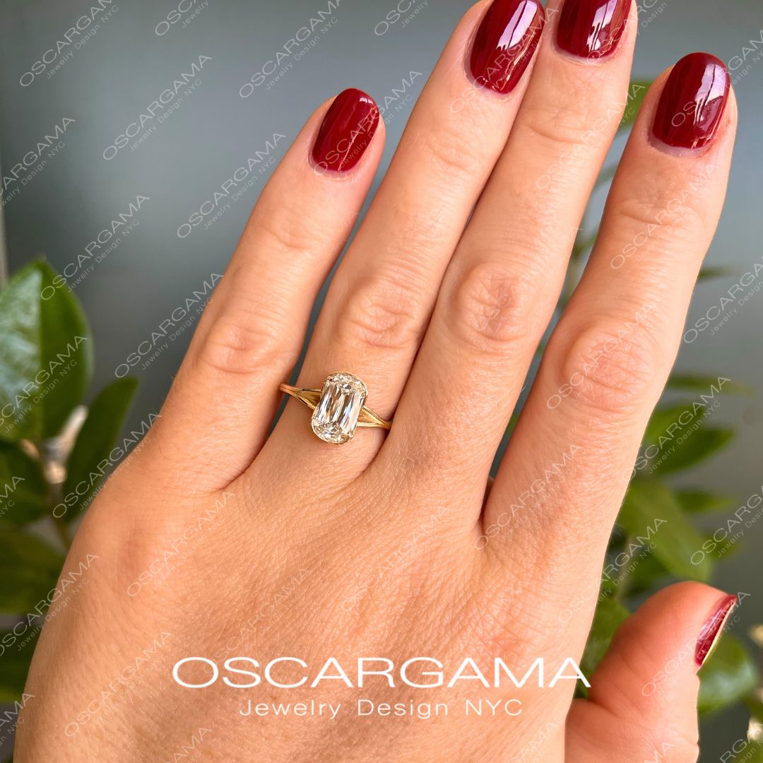 Ashley Elongated Cushion Criss Cut Engagement Ring