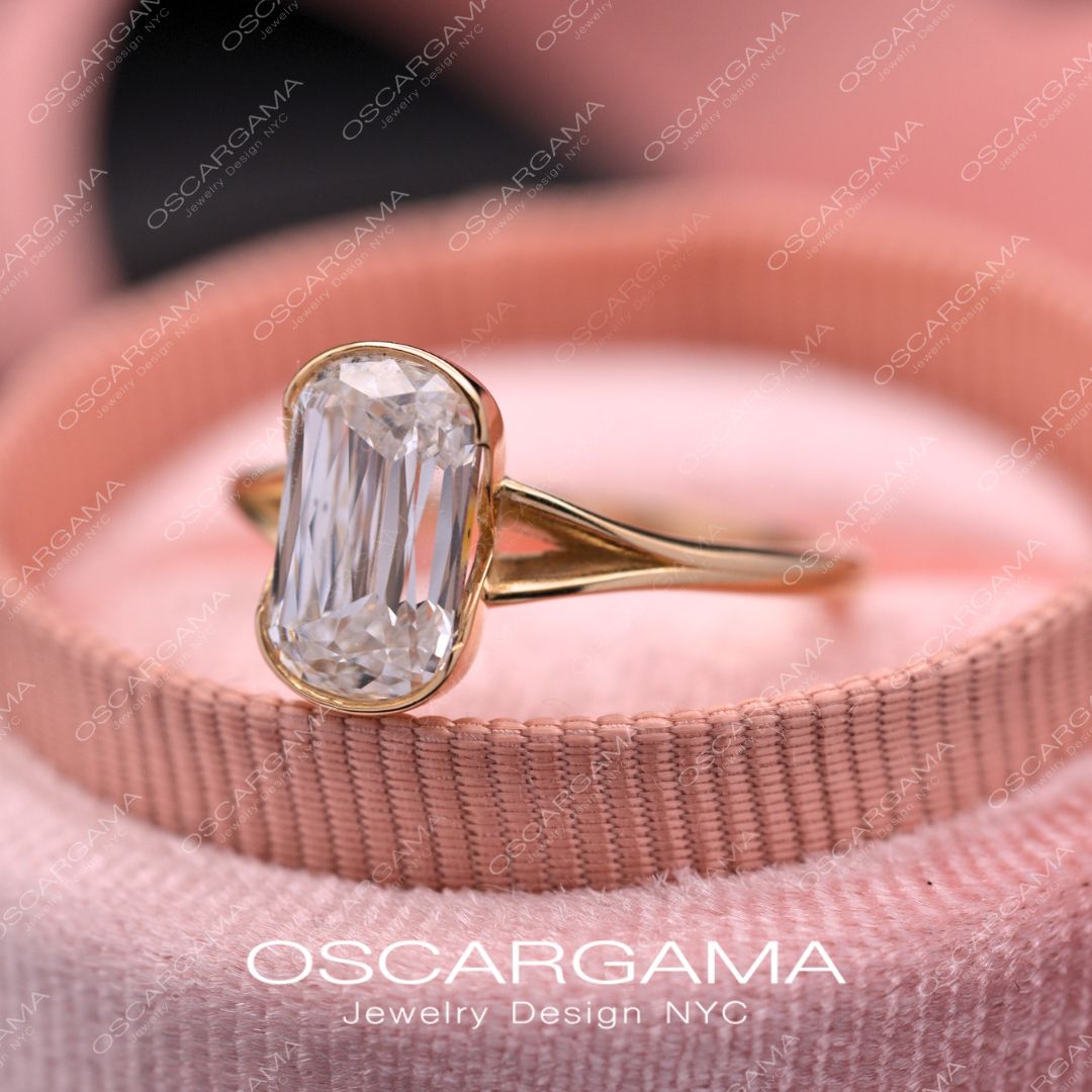 Ashley Elongated Cushion Criss Cut Engagement Ring