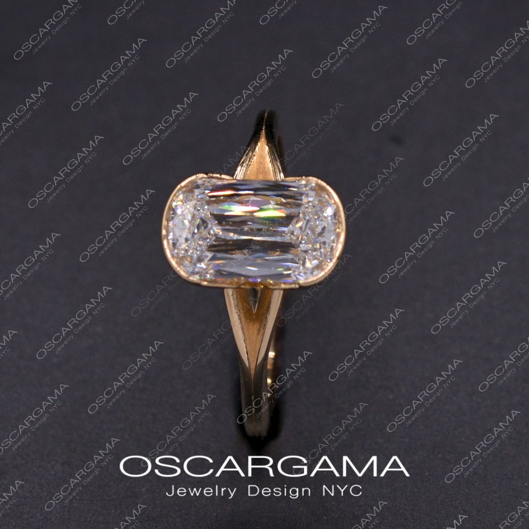 Ashley Elongated Cushion Criss Cut Engagement Ring