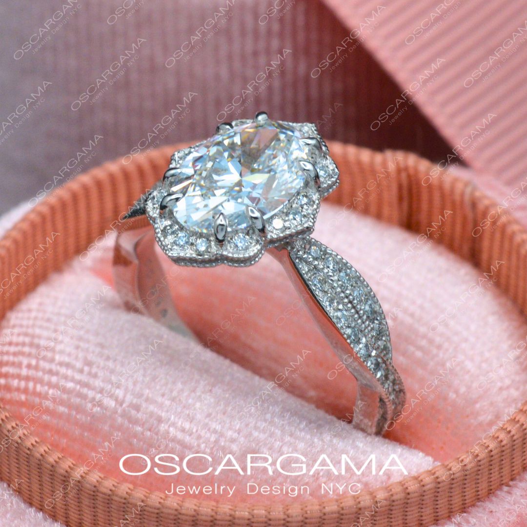 Vintage inspired oval Haydee with Twisted shank