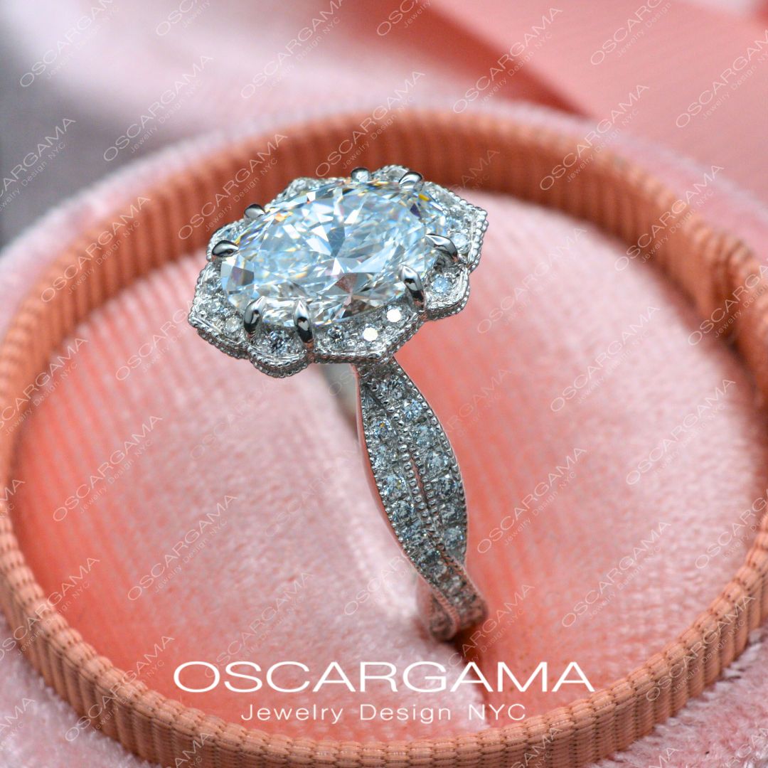 Vintage inspired oval Haydee with Twisted shank