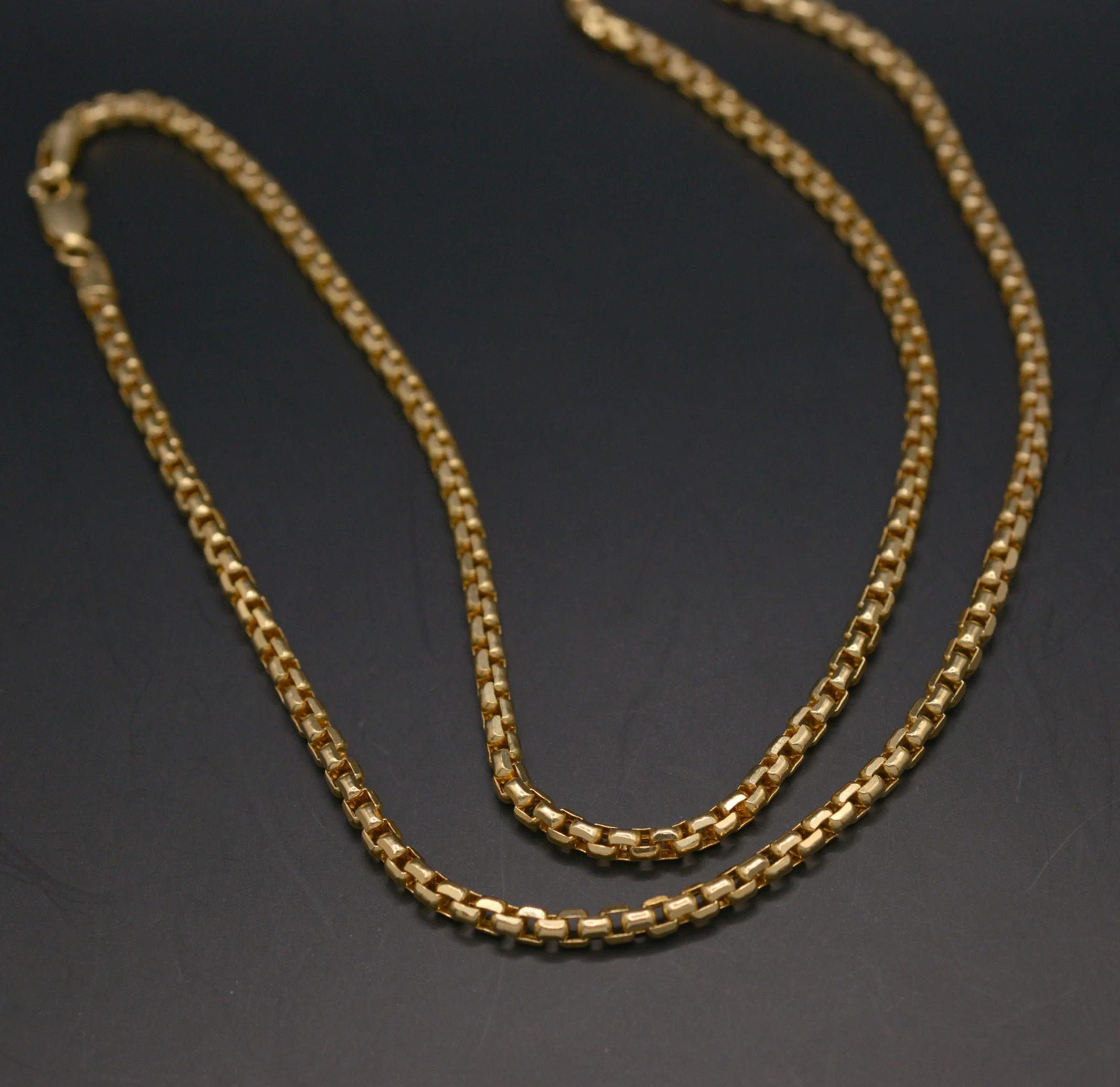 Yellow Gold Box Chain | Gentleman jewelry | 22 inches | 3mm thixk