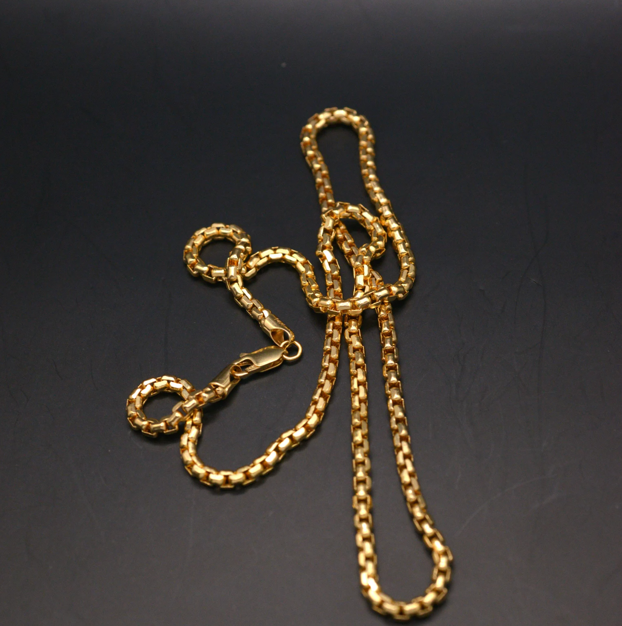 Yellow Gold Box Chain | Gentleman jewelry | 22 inches | 3mm thixk