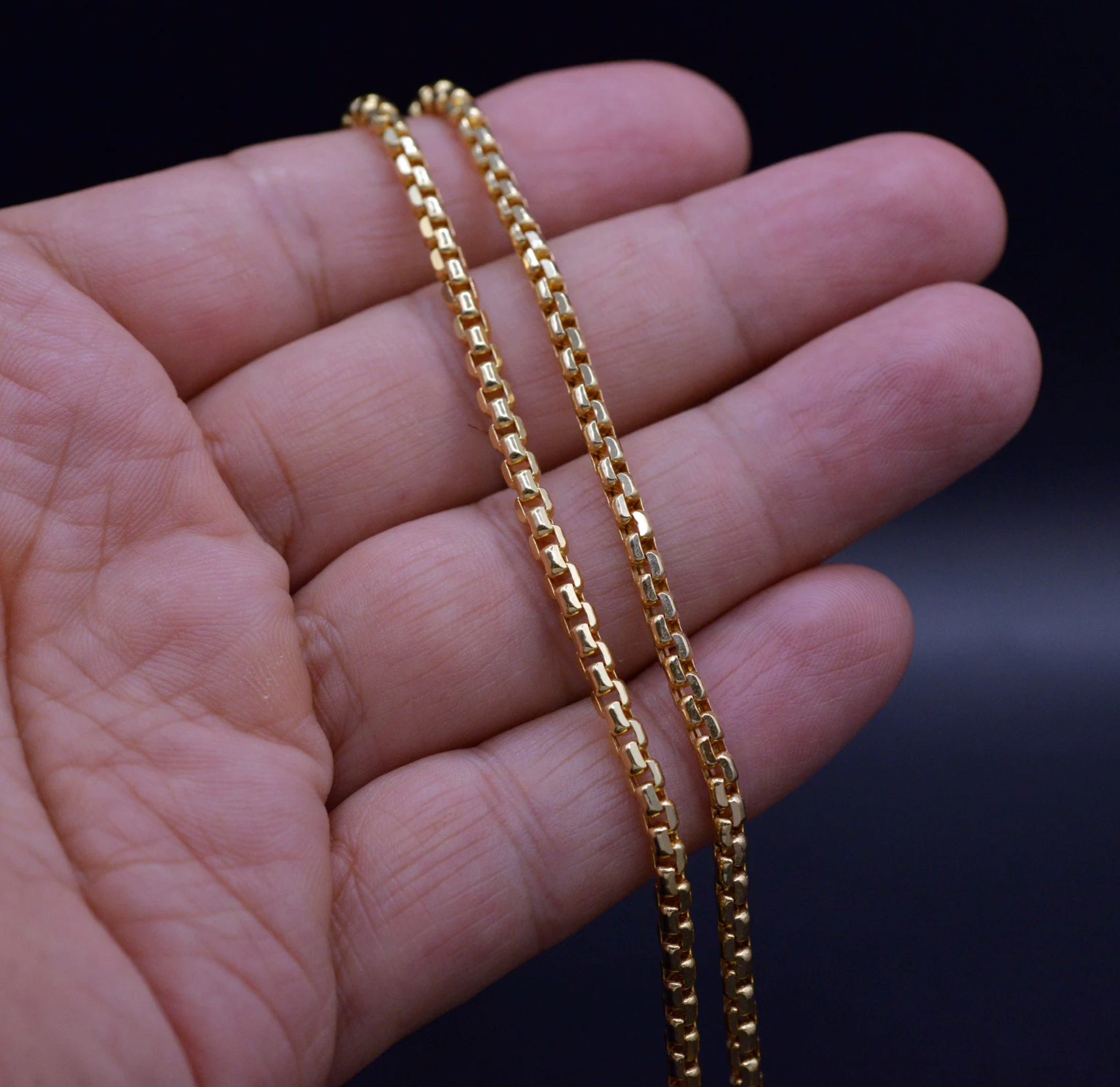 Yellow Gold Box Chain | Gentleman jewelry | 22 inches | 3mm thixk