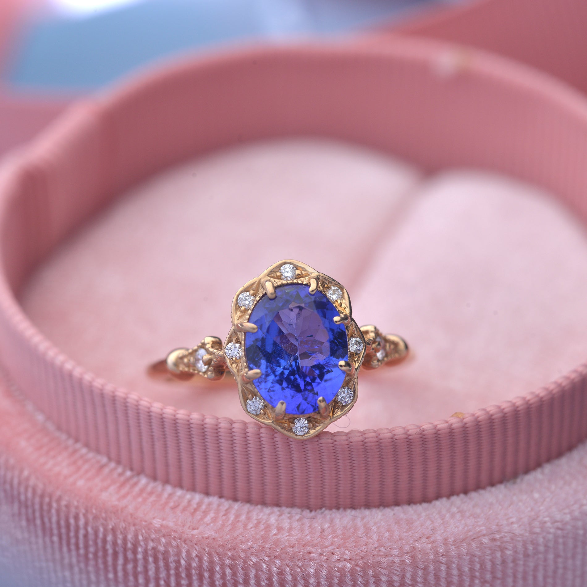 Tanzanite oval Engagement Ring bridal rose gold