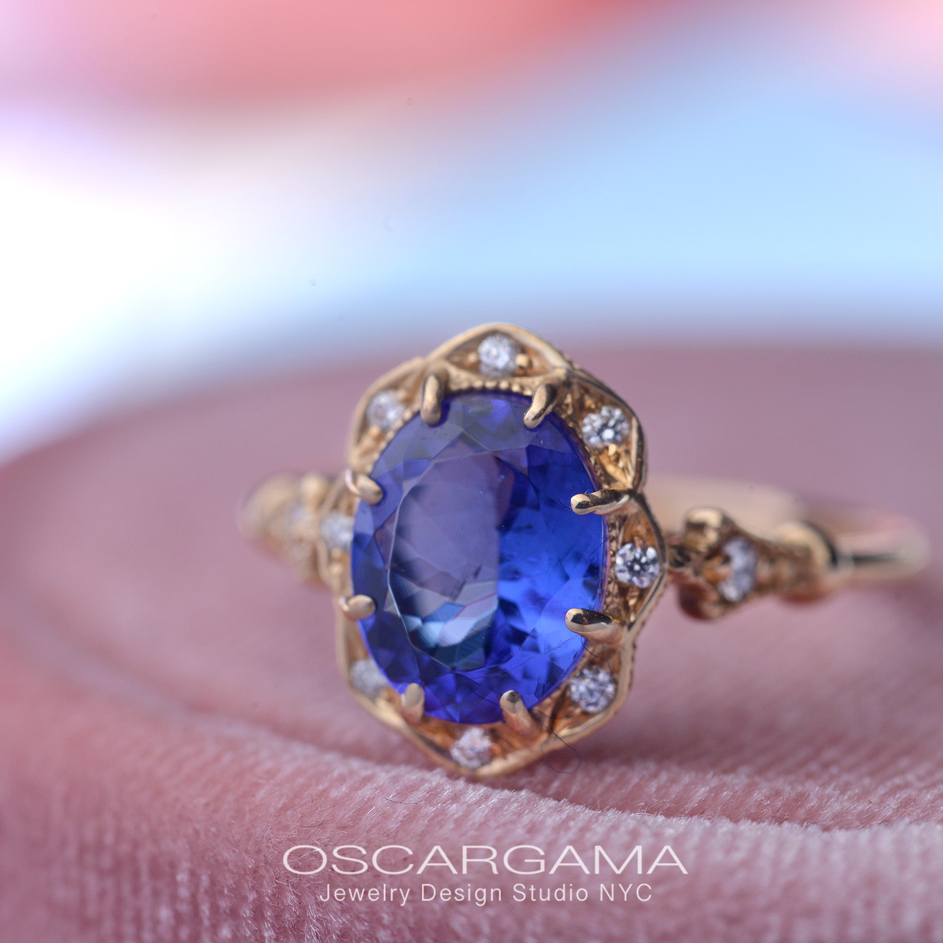 Tanzanite oval Engagement Ring bridal rose gold