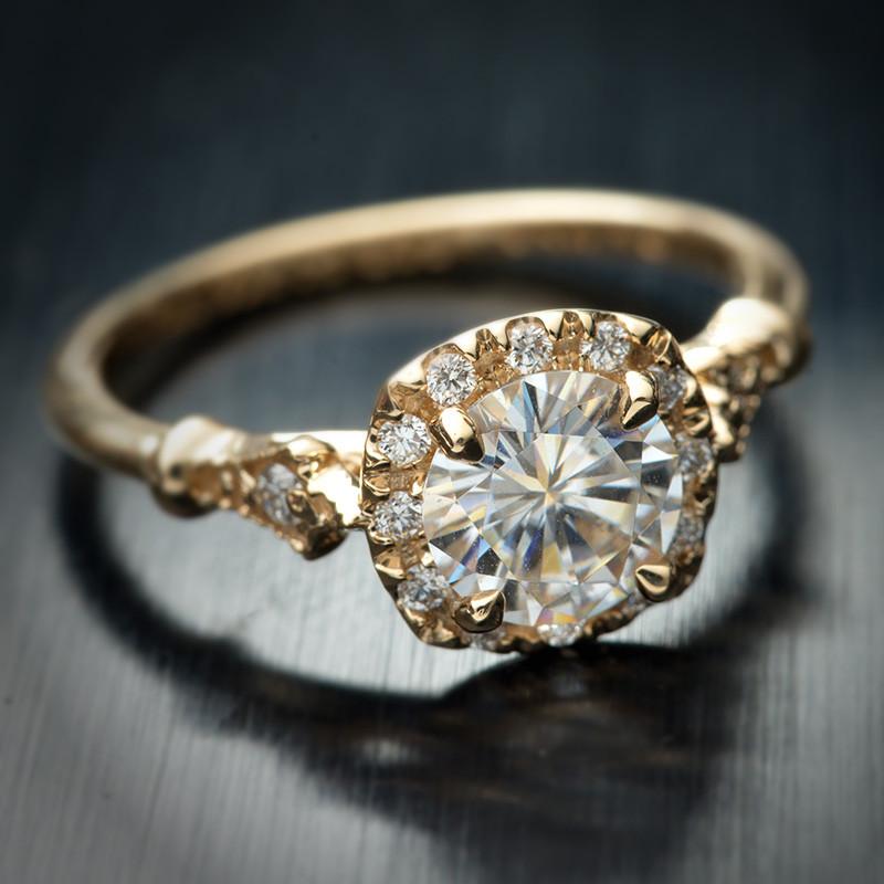 yellow gold cushion halo engagement ring vintage style