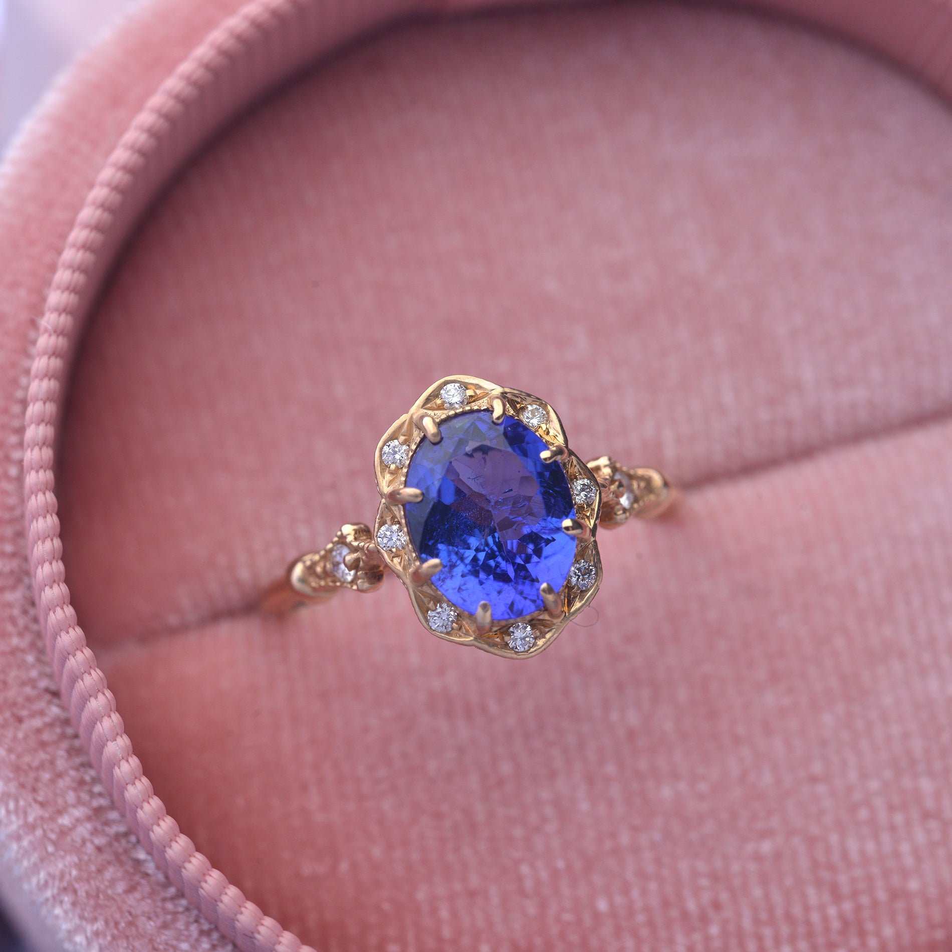 Tanzanite oval Engagement Ring bridal rose gold