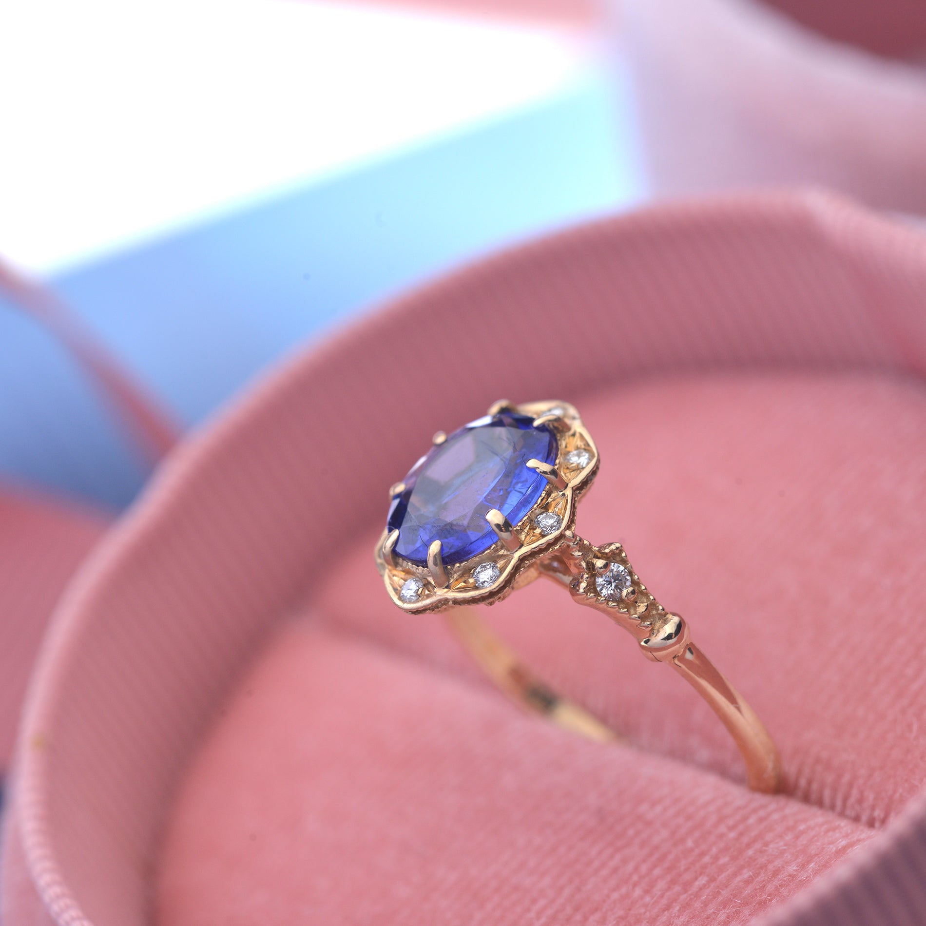 Tanzanite oval Engagement Ring bridal rose gold