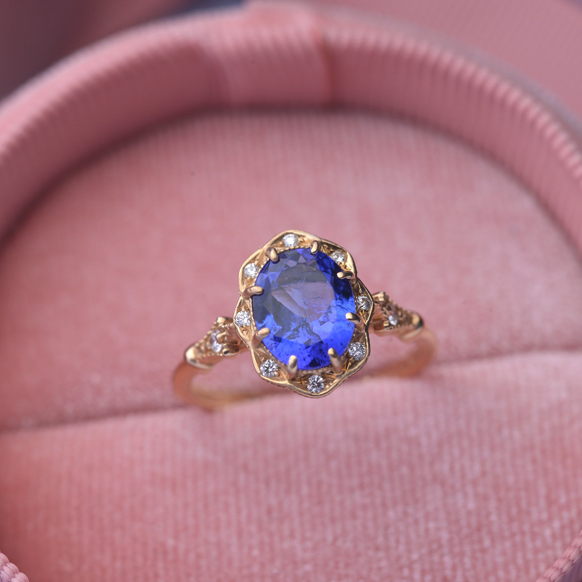 Tanzanite oval Engagement Ring bridal rose gold