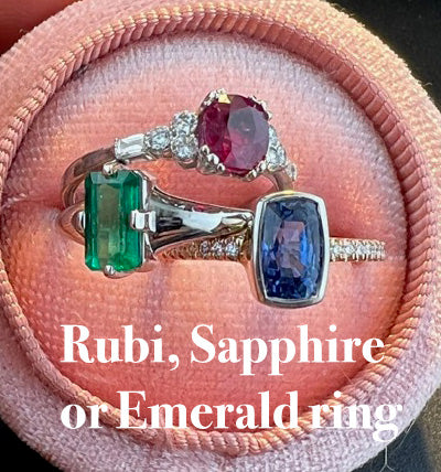 BLUE SAPPHIRE RUBIES AND EMERALS  IN JEWELRY