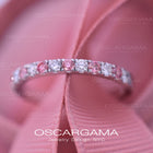 Wedding band with pink diamonds and white diamonds lab CVD in 14k gold