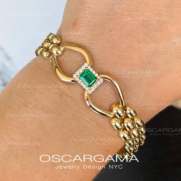 Custom Made natural Colombian emerald bracelet