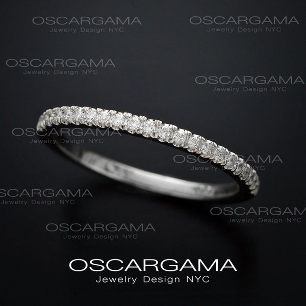 Pave Diamond Wedding Ring band in 14k Gold
