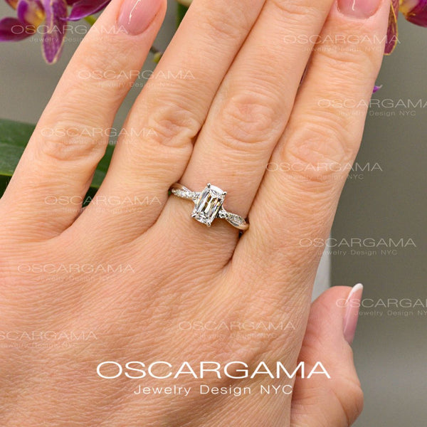 Solitaire Cushion Criss Cut Diamond with a Twist pave band