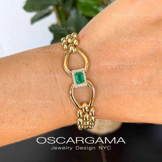 Custom Made natural Colombian emerald bracelet