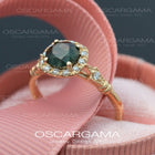 Jazzlyn Montana Green Sapphire Cushion Style Halo Engagement Ring