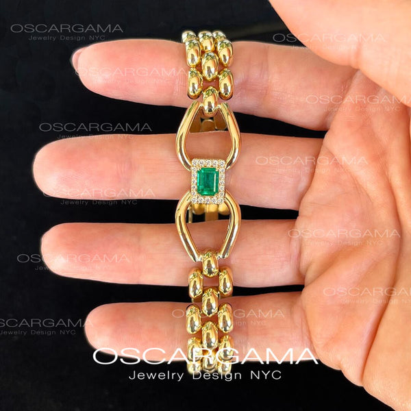 Custom Made natural Colombian emerald bracelet