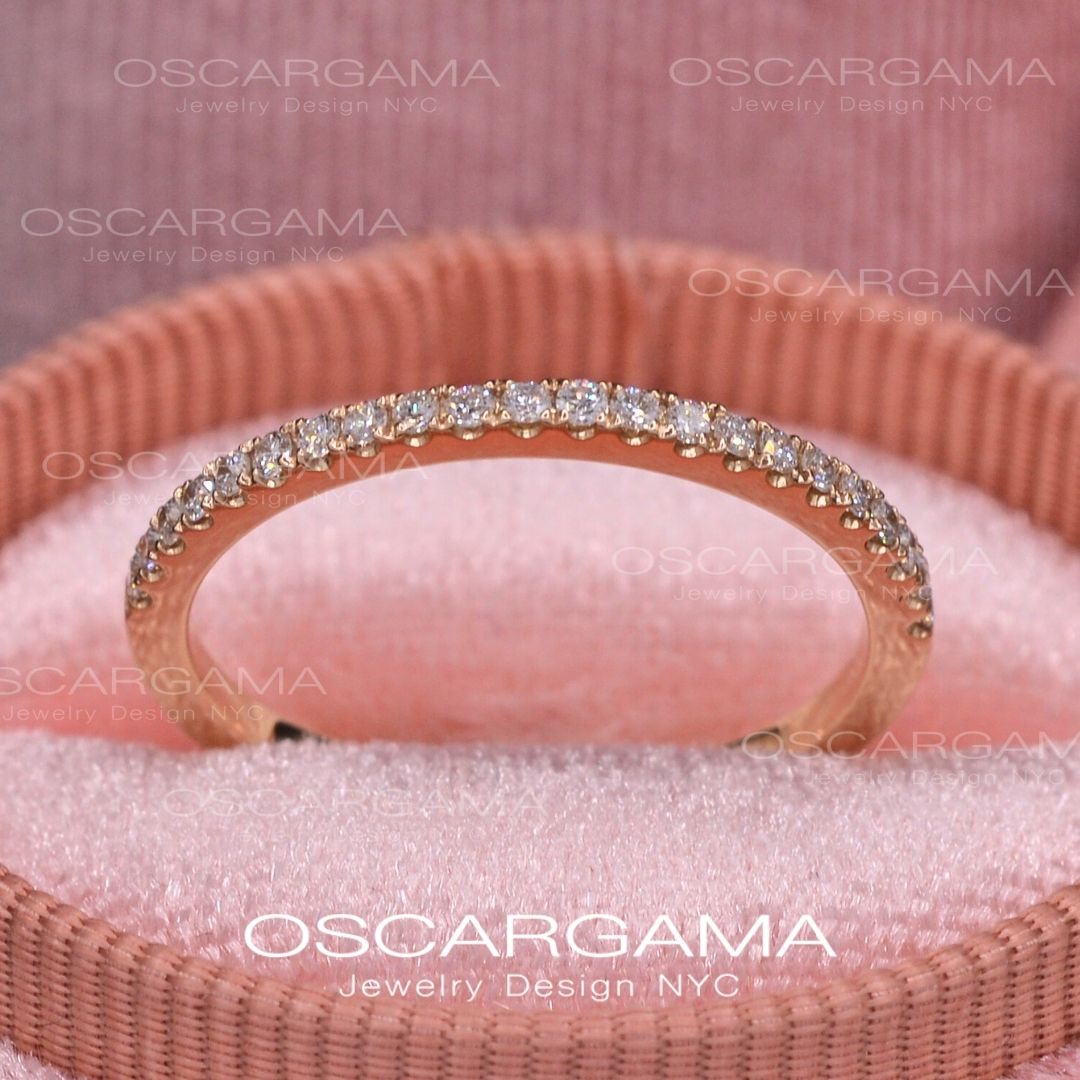 Pave Diamond Wedding Ring band in 14k Gold