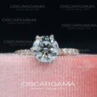 2ct TW Solitaire Diamond engagement ring with pave on the prongs and band