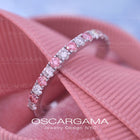 Wedding band with pink diamonds and white diamonds lab CVD in 14k gold