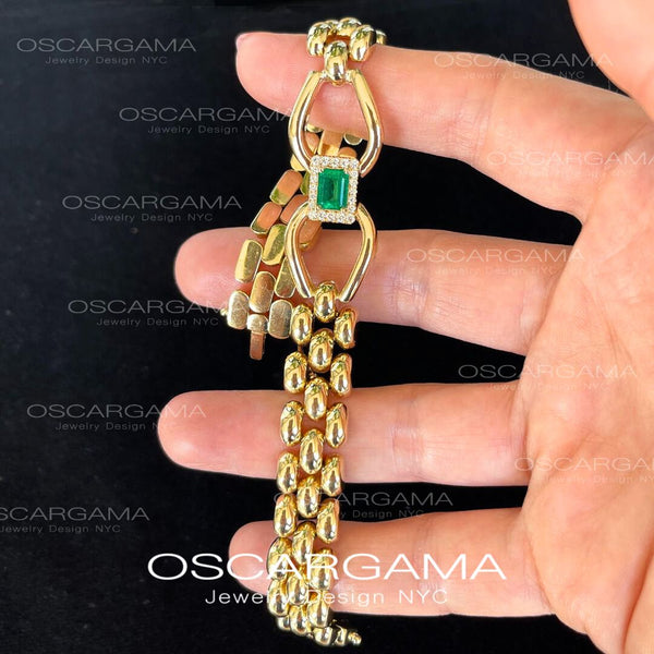 Custom Made natural Colombian emerald bracelet