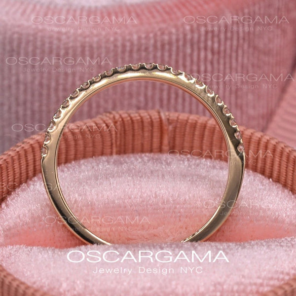 Pave Diamond Wedding Ring band in 14k Gold