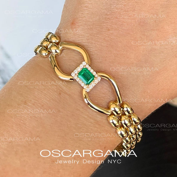 Custom Made natural Colombian emerald bracelet