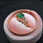 natural green emerald engagement ring in yellow gold