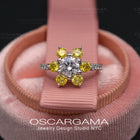 flower yellow diamonds cluster ring