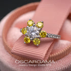 flower yellow diamonds cluster ring