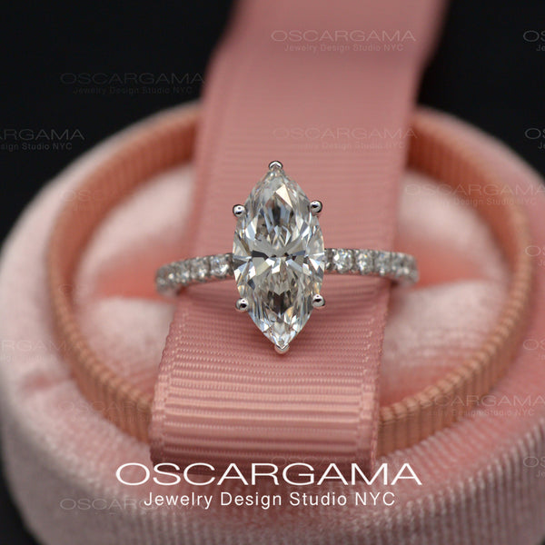 OANA S925 Silver High Carbon Diamond Radiant Cut Pink Diamond Marquise Ring  Jewelry Free Shipping - AliExpress