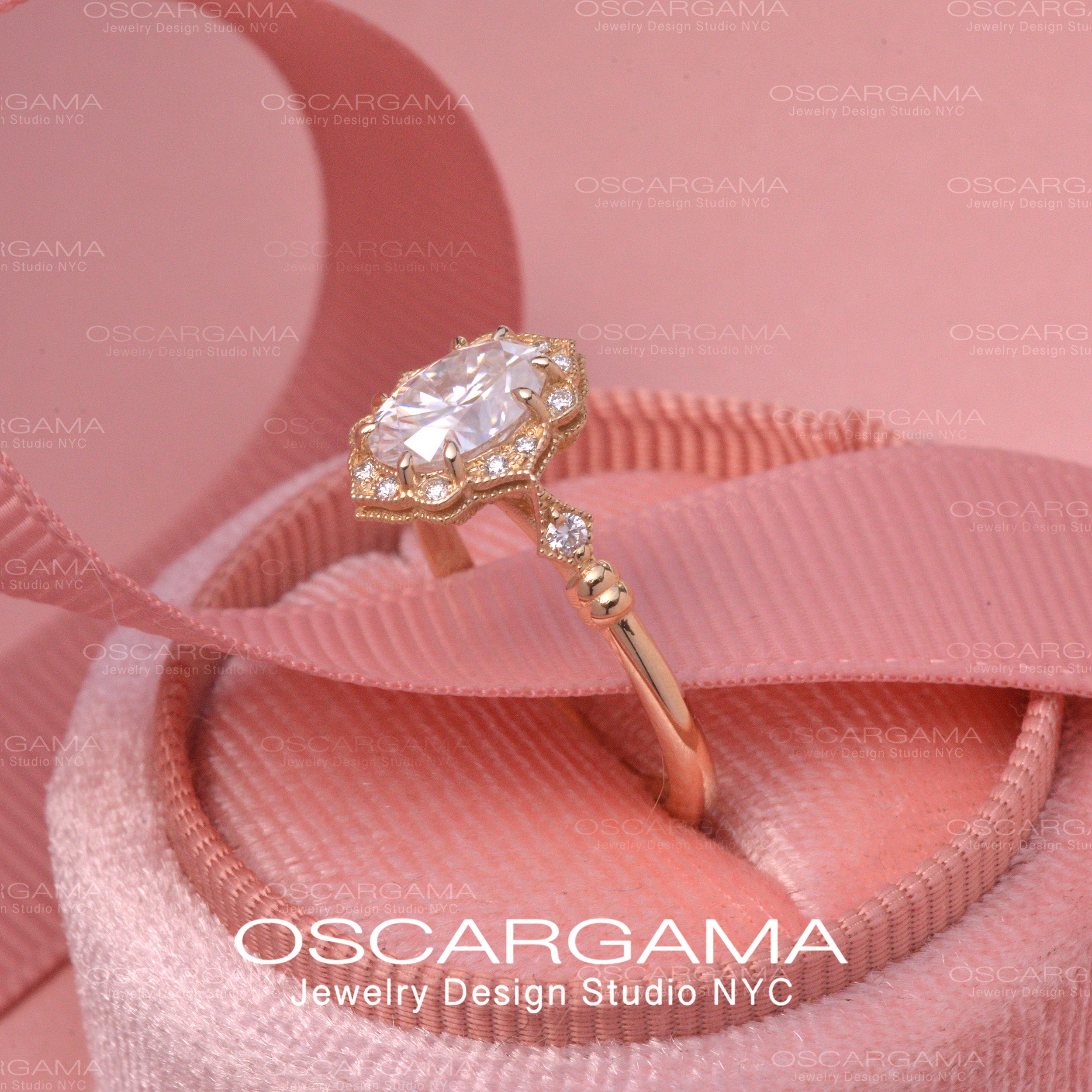 Haydee Oval Classic Engagement Ring Vintage Look in Rose Gold (Copy)