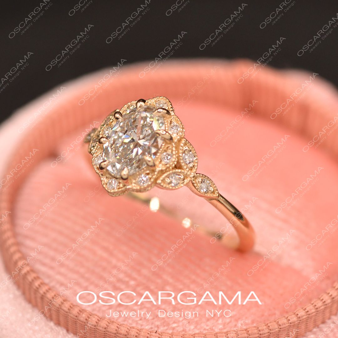 Daisy vintage inspired engagement ring