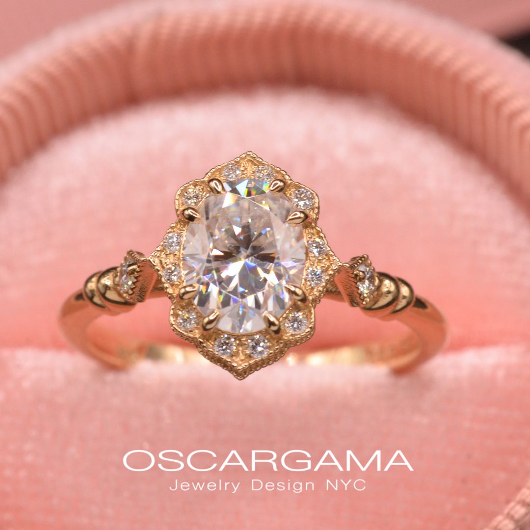 Haydee Oval Classic Engagement Ring Vintage Look