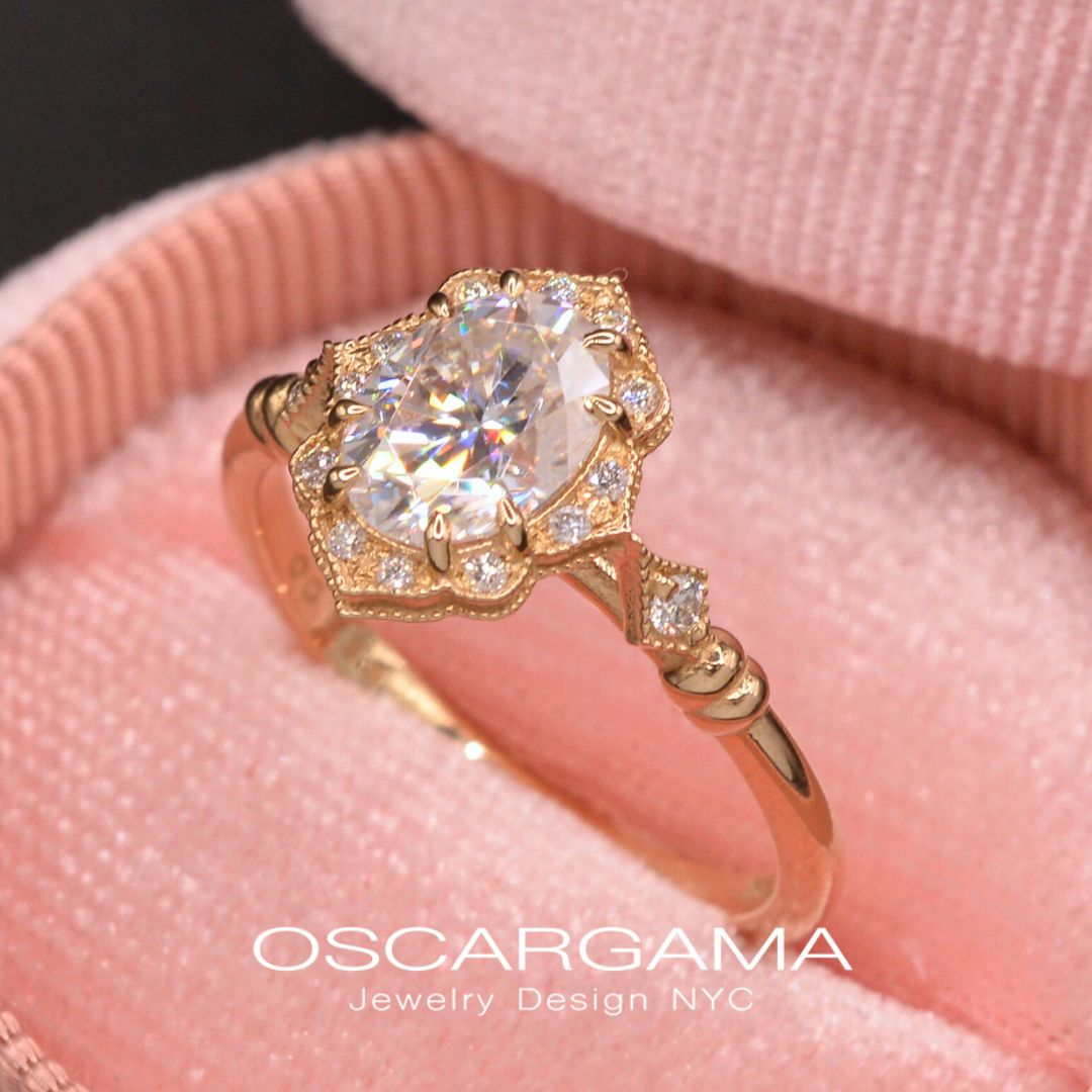 Haydee Oval Classic Engagement Ring Vintage Look