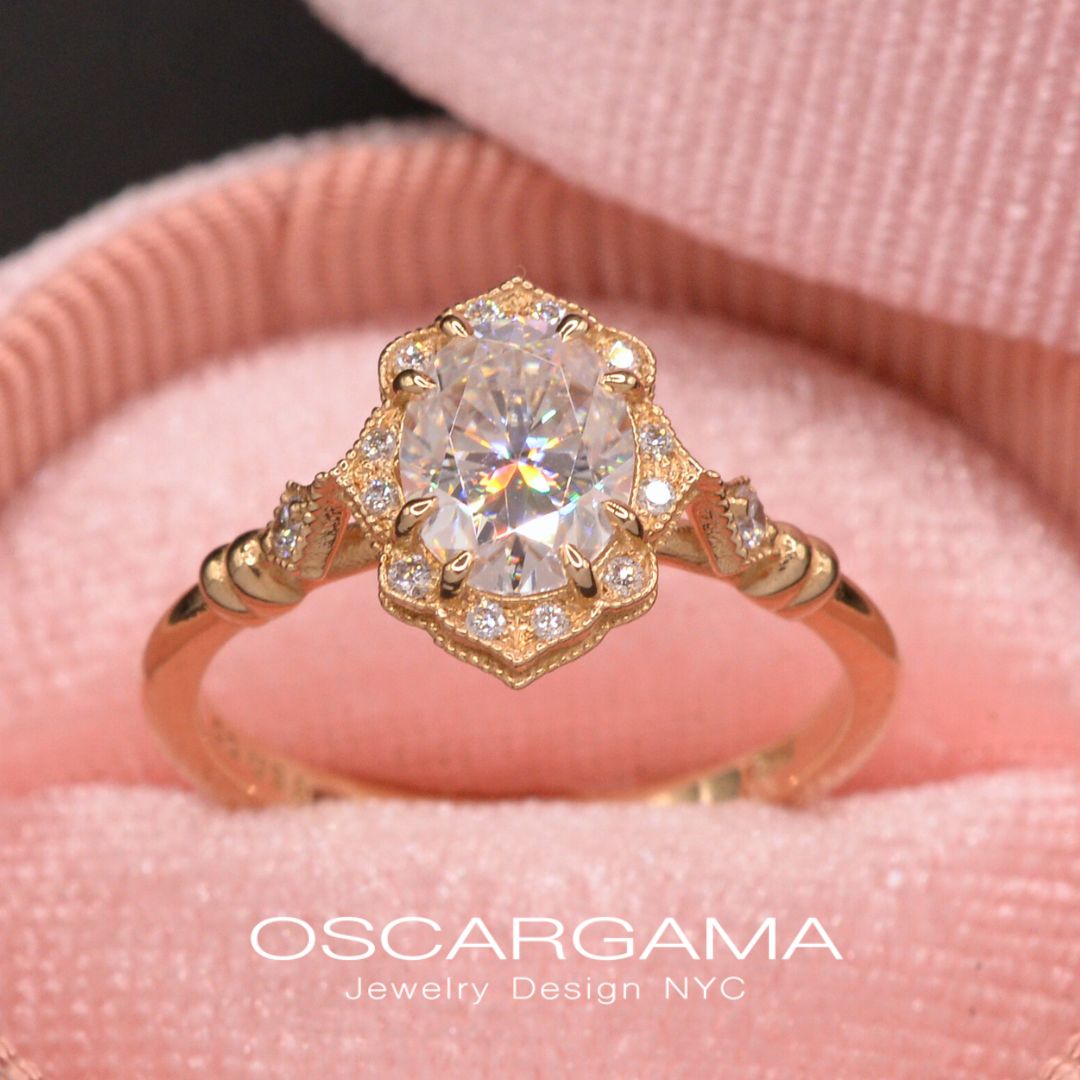 Haydee Oval Classic Engagement Ring Vintage Look