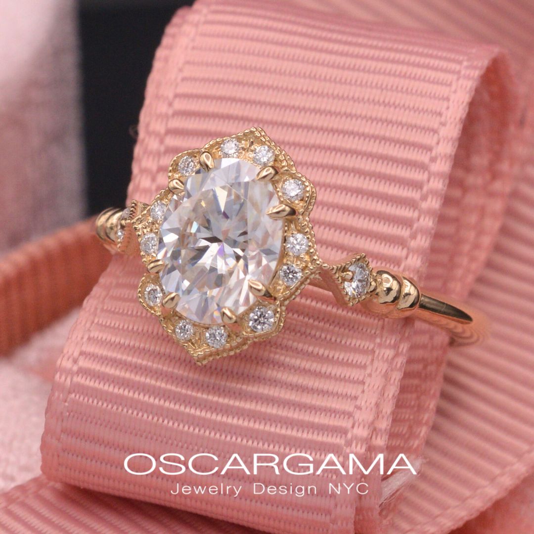 Haydee Oval Classic Engagement Ring Vintage Look