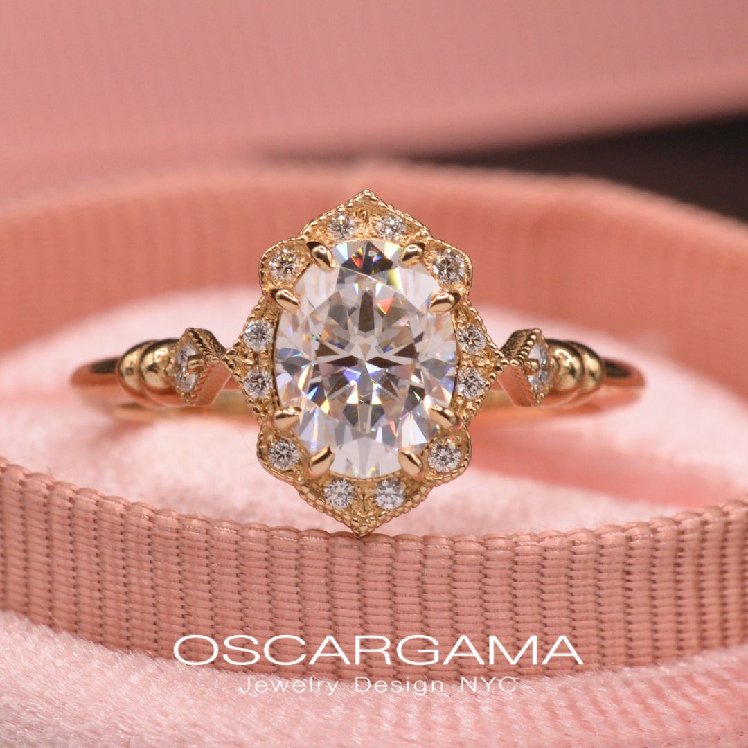Haydee Oval Classic Engagement Ring Vintage Look