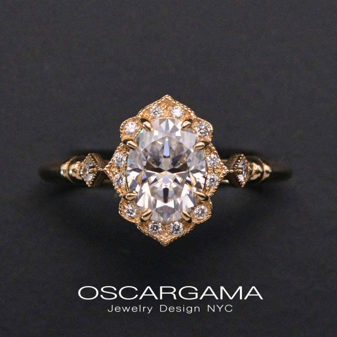 Haydee Oval Classic Engagement Ring Vintage Look