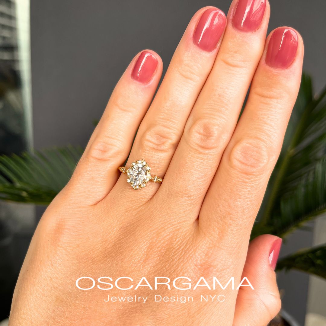 Haydee Oval Classic Engagement Ring Vintage Look