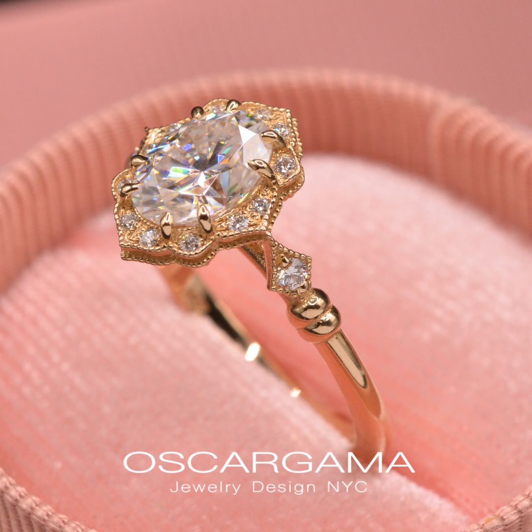 Haydee Oval Classic Engagement Ring Vintage Look