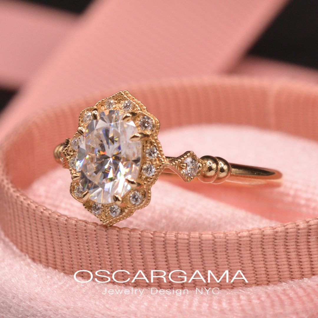 Haydee Oval Classic Engagement Ring Vintage Look