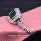 Jessica Asscher Cut Bezel Emerald Halo Engagement Ring