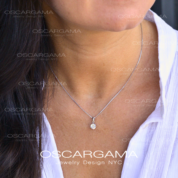 Sparkling Elegance: 14k Gold Lab-Created Diamond Pendant Necklace