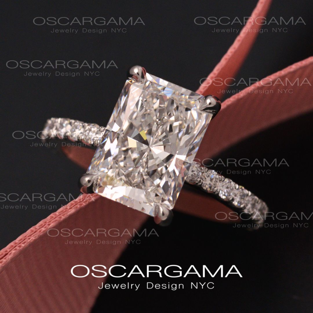 Classic Radiant Diamond Engagement Ring White Gold